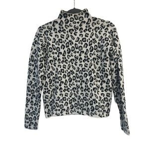 Cynthia Rowley Mock Neck Cheetah Print Turtleneck Sweater, Size XS